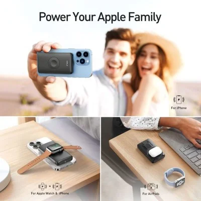 Iwalk Mag-X Magnetic Wireless 10000 Mah Power Bank With Apple Watch Charging Port - Black